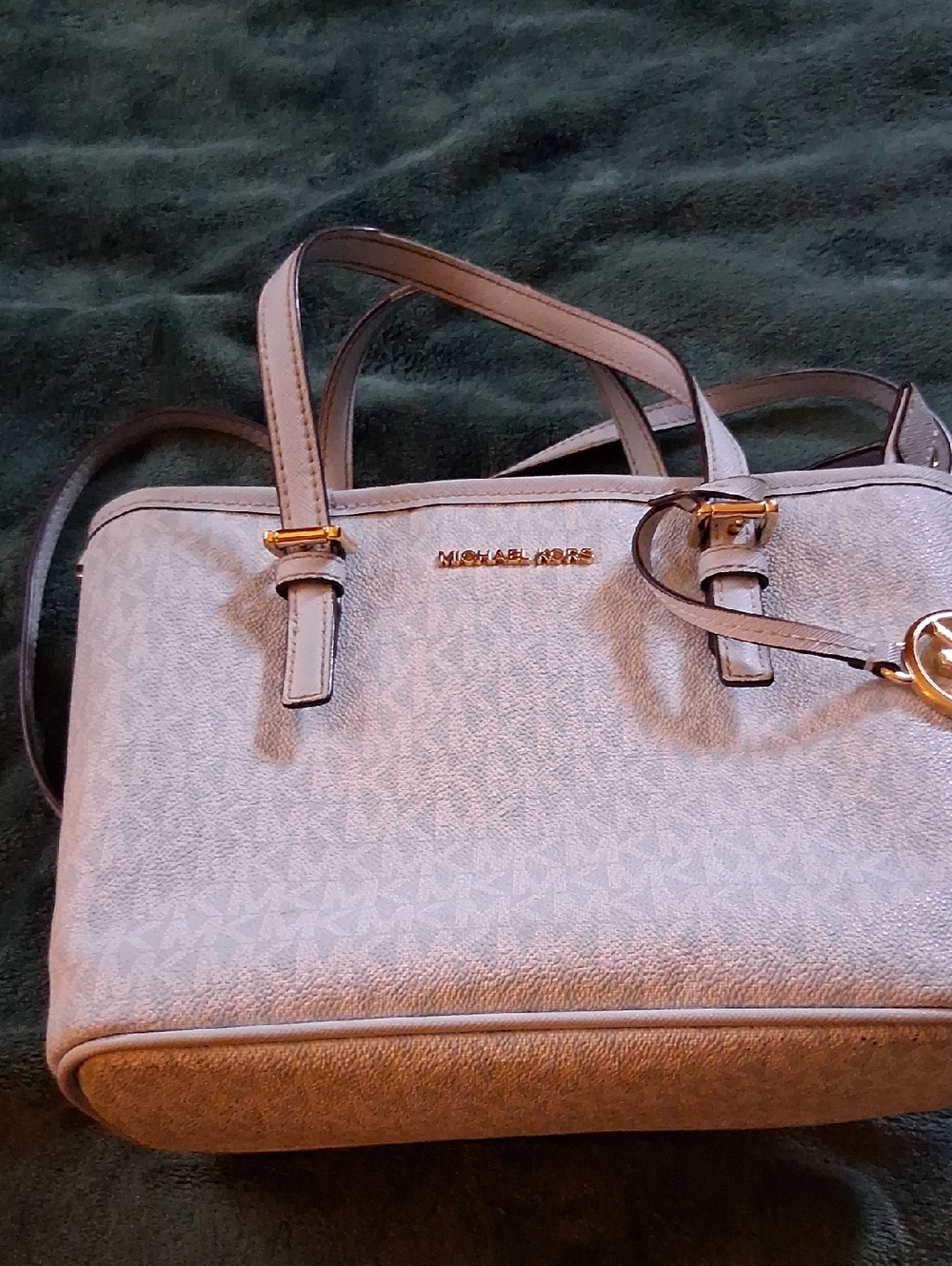 Michael Kors Pebble-Print Leather Tote in Light Blue And White